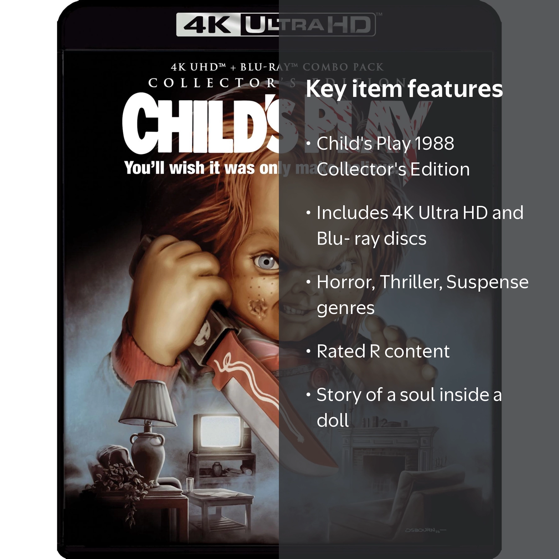 Scream Factory Child's Play Movie, 4K Ultra HD, Horror Genre
