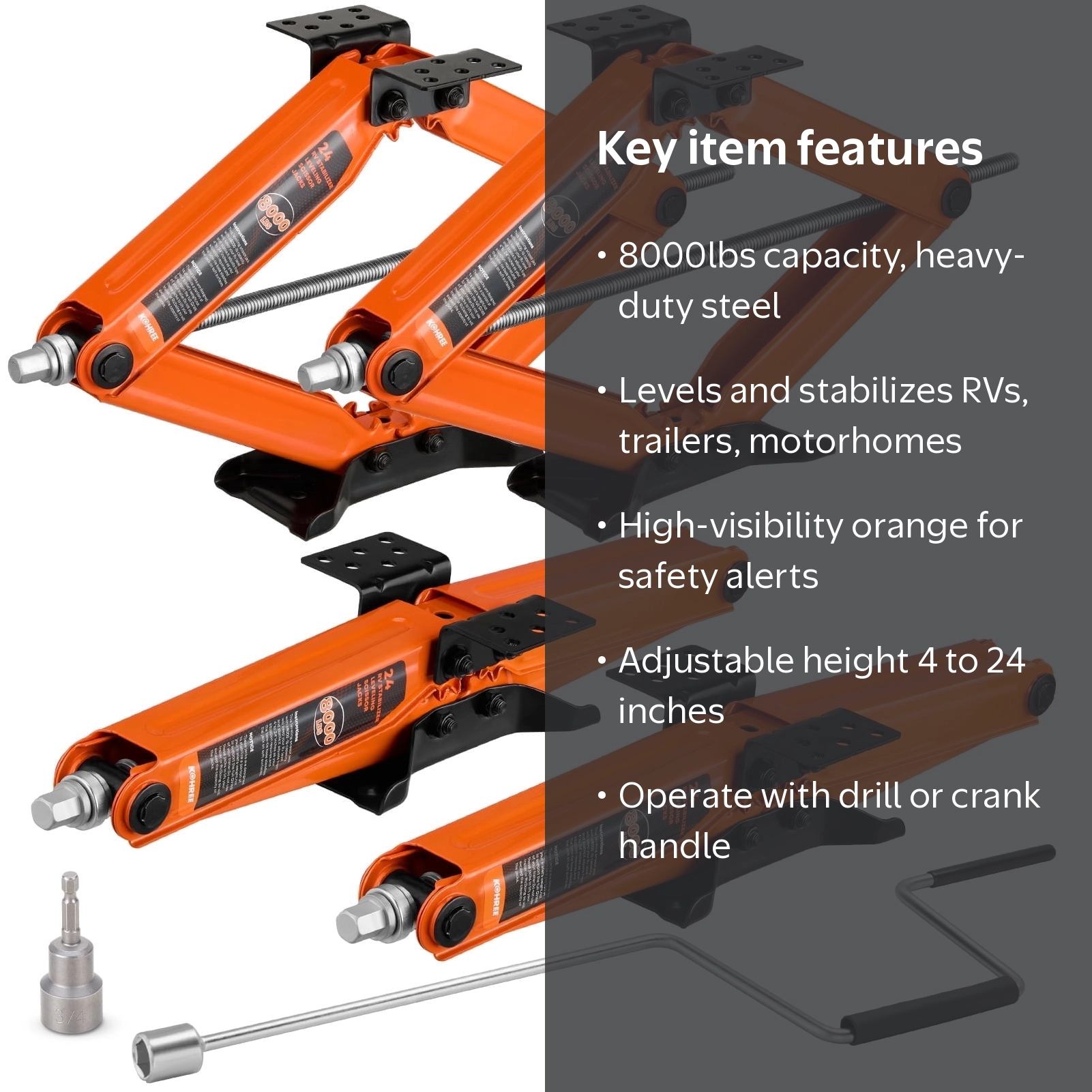 Stealth ３ピース　ジャンプ キュー Kohree 4-Pack 8000lbs RV Scissor Jacks,Heavy Duty RV Trailer
