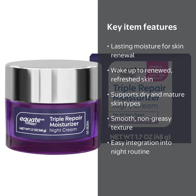 Equate Triple Repair Moisturizer Night Cream, 1.7 oz HSA/FSA