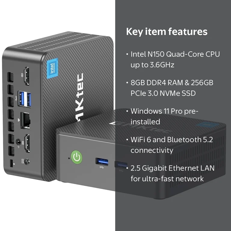 GMKTec Mini PC NucBox G3 Plus, Intel N150 up to 3.6GHz, 8GB RAM