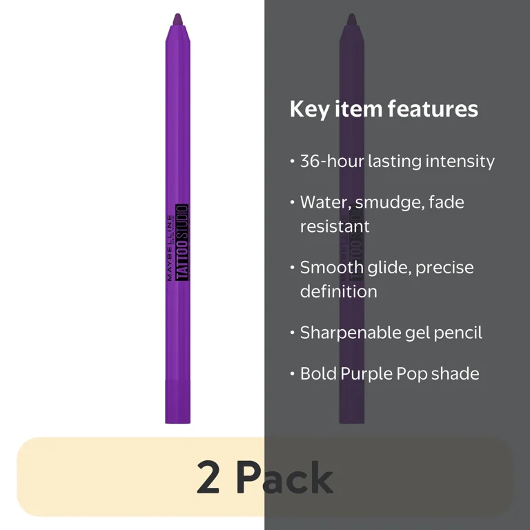 2 pack) Maybelline Tattoo Studio Sharpenable Gel Pencil Waterproof