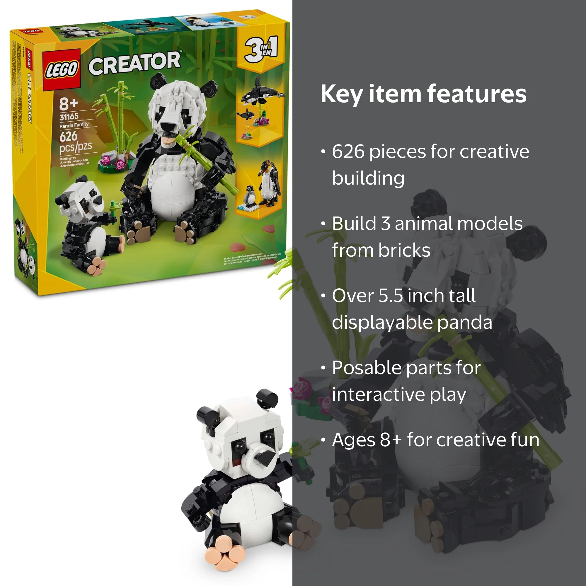 ぱんだ0523 LEGO, Creator 3 in 1 Wild Animals Panda Family Building Toy 31165