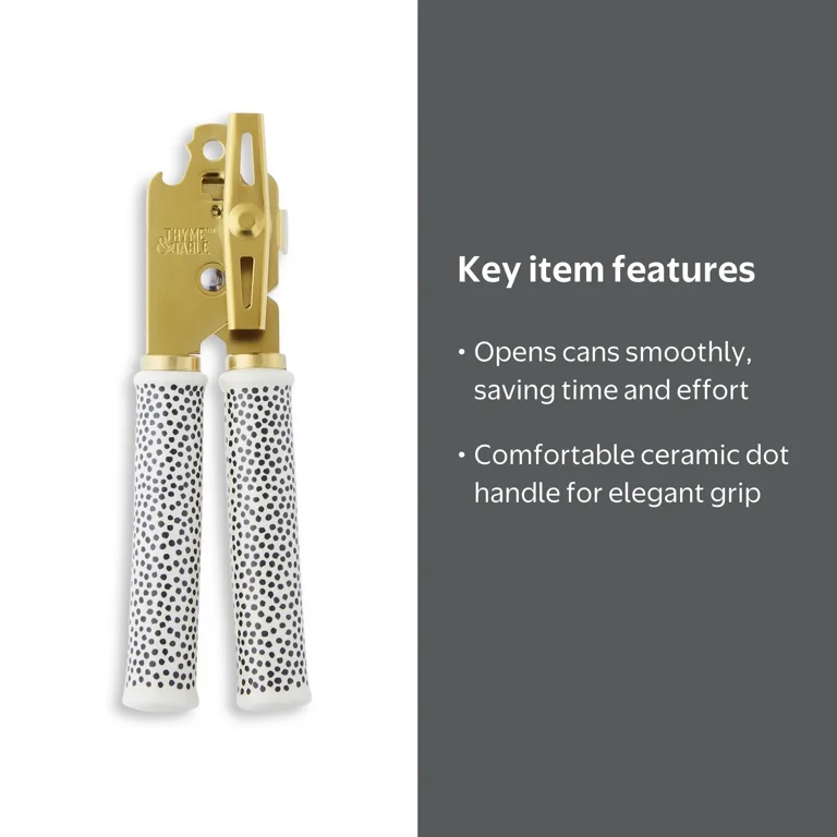 Thyme & Table Can Opener with Ceramic Dot Handle, Durable Metal
