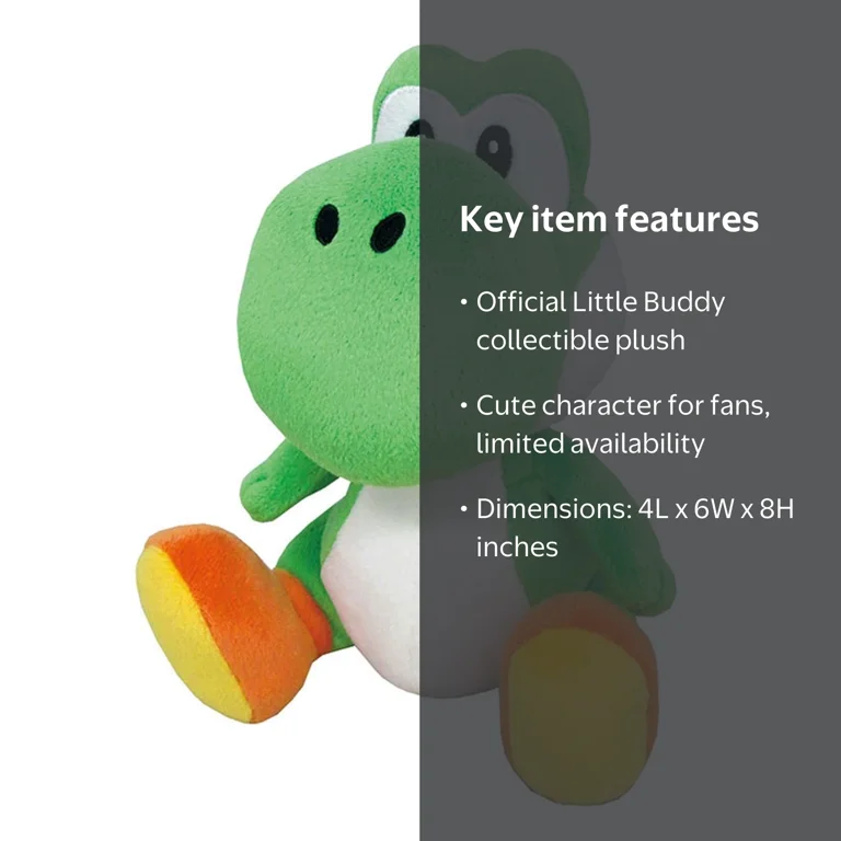 Super Mario Bros., Yoshi Plush Toy, 8 inch, Green, Official