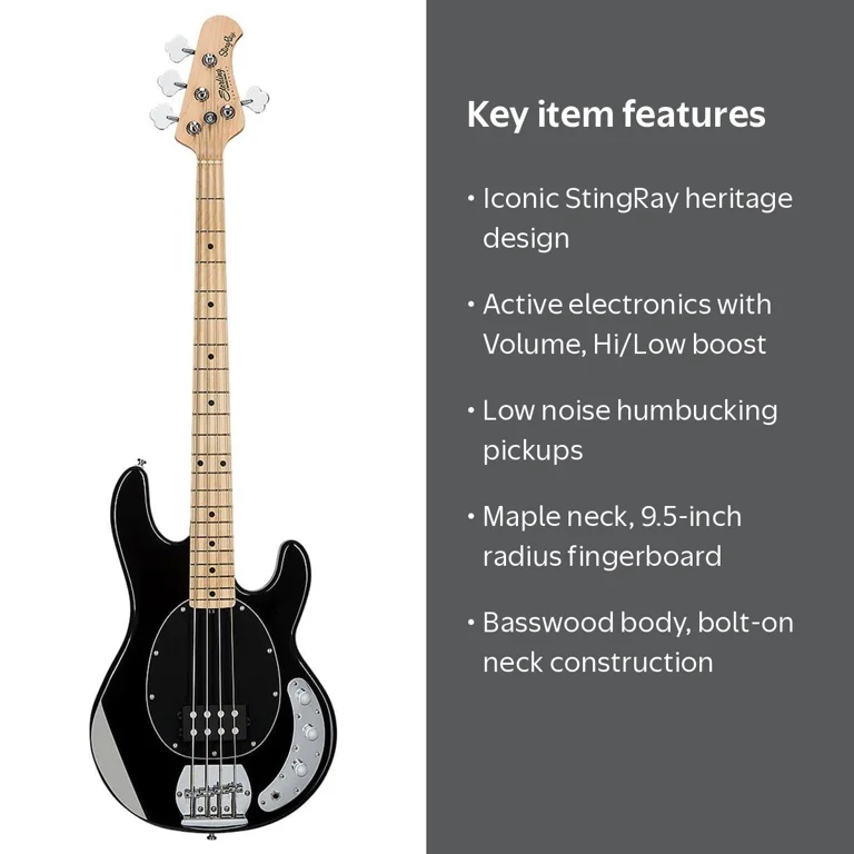 Sterling by Music Man StingRay Ray4 Bass Guitar (Black) - Walmart.com