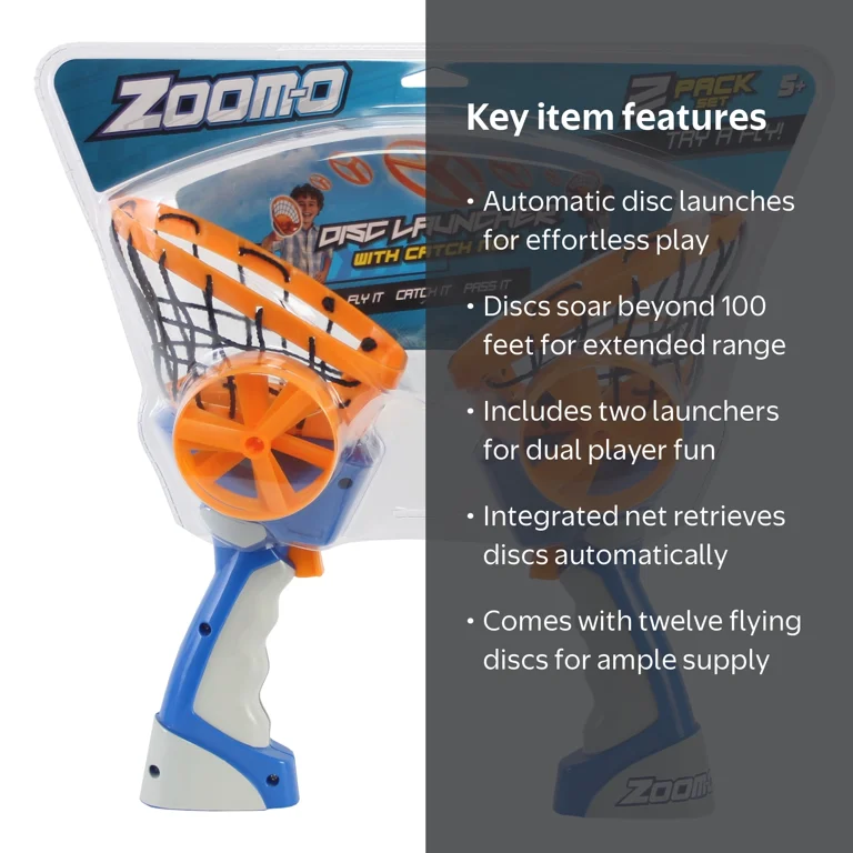 Blip Toys Zoom-O Flying Disc Launcher with Catch Net (2-pack