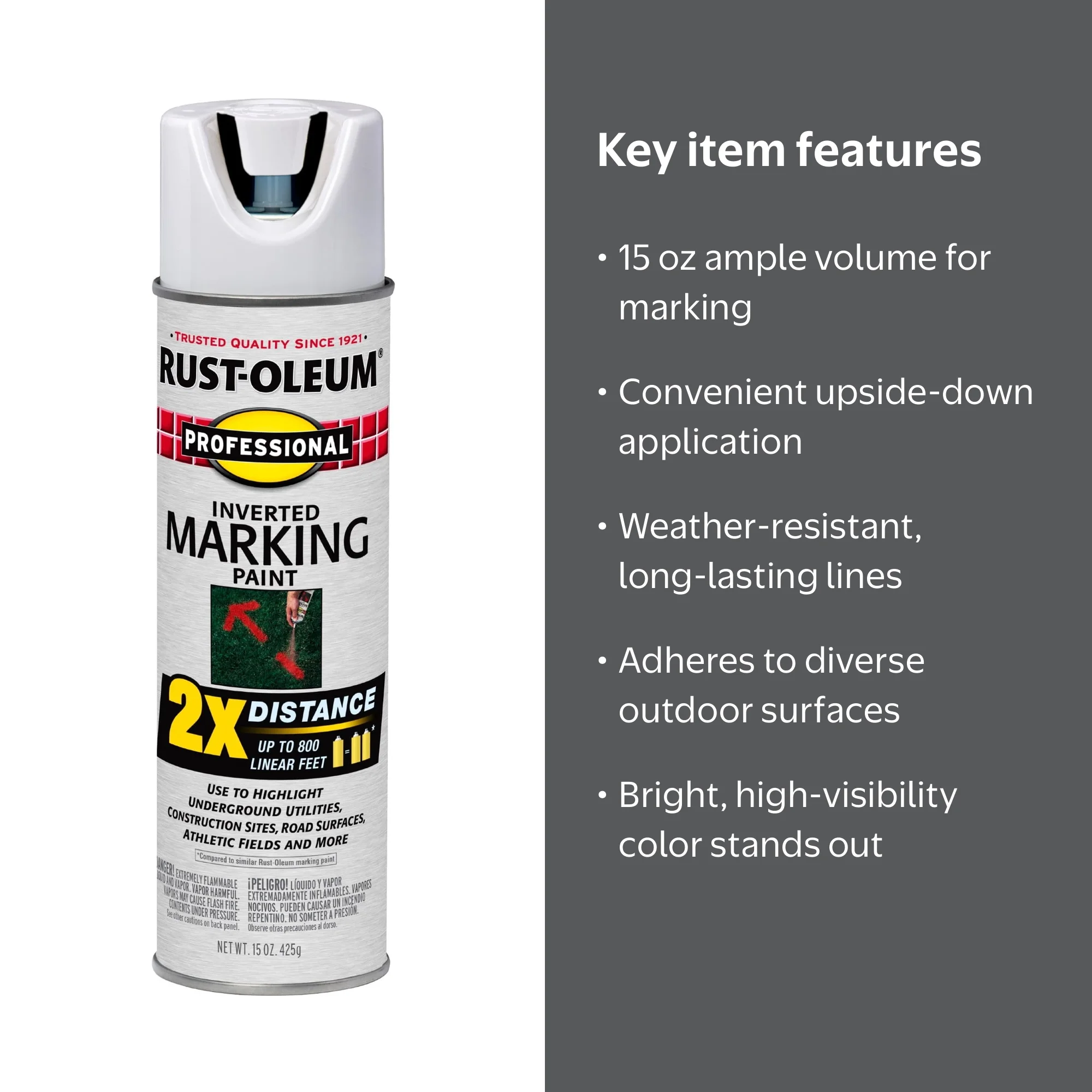 Rust-Oleum, Inverted Marking Spray Paint 266593, 15 oz, White