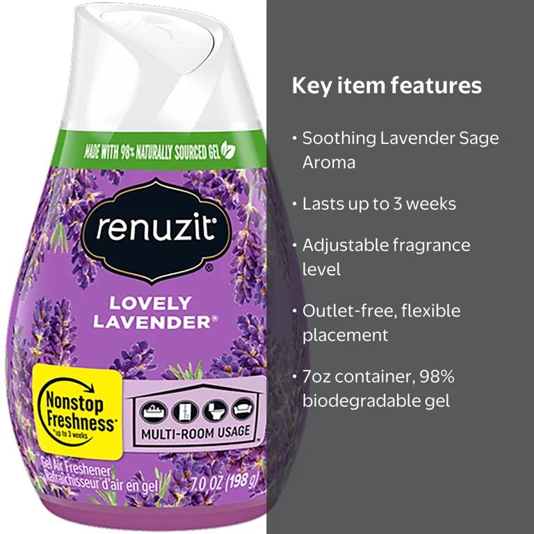 Renuzit Adjustable Solid Gel Air Freshener Cone, Lovely Lavender