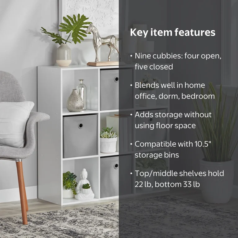 Mainstays 9-Cube Storage Organizer Bookcase, White - Walmart.com