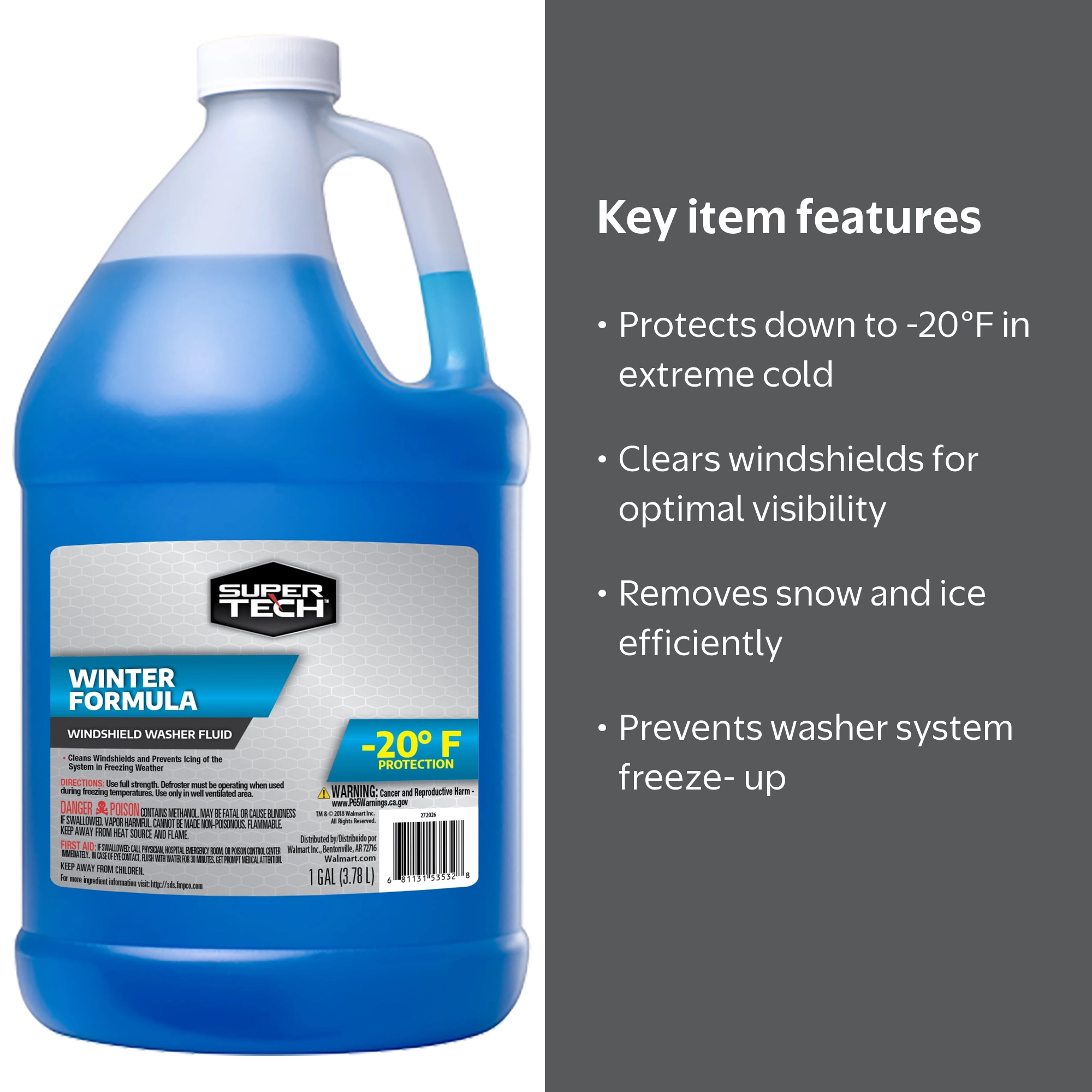 Super Tech Windshield Washer Fluid Winter -20F Formula 1 Gallon