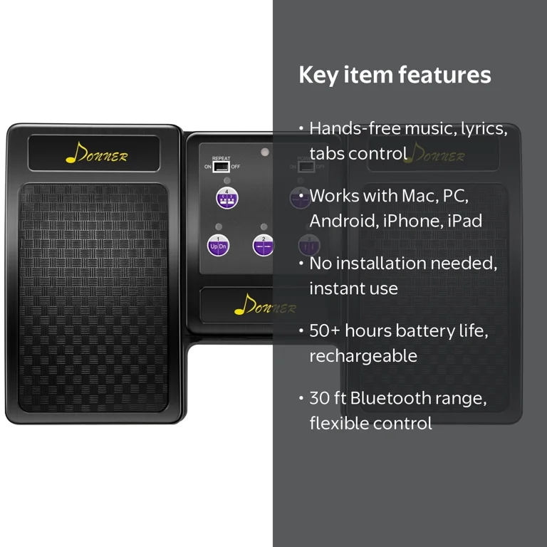 Donner Wireless Page Turner Pedal for Tablets, Model included