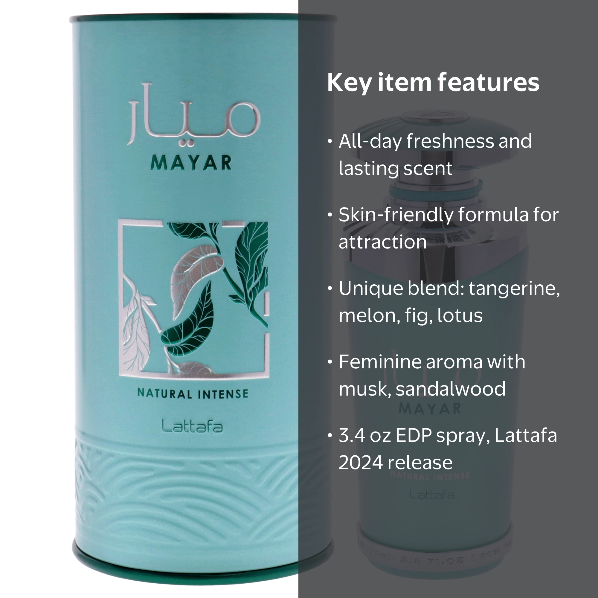 Lattafa Mayar Natural Intense Perfume, 3.4 oz EDP Spray, Tangerine