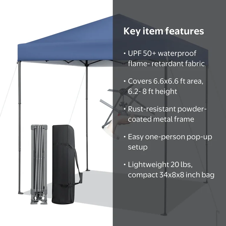 Gymax, Patio 6.6 x 6.6ft Outdoor Pop-up Canopy Tent UPF 50+ Blue