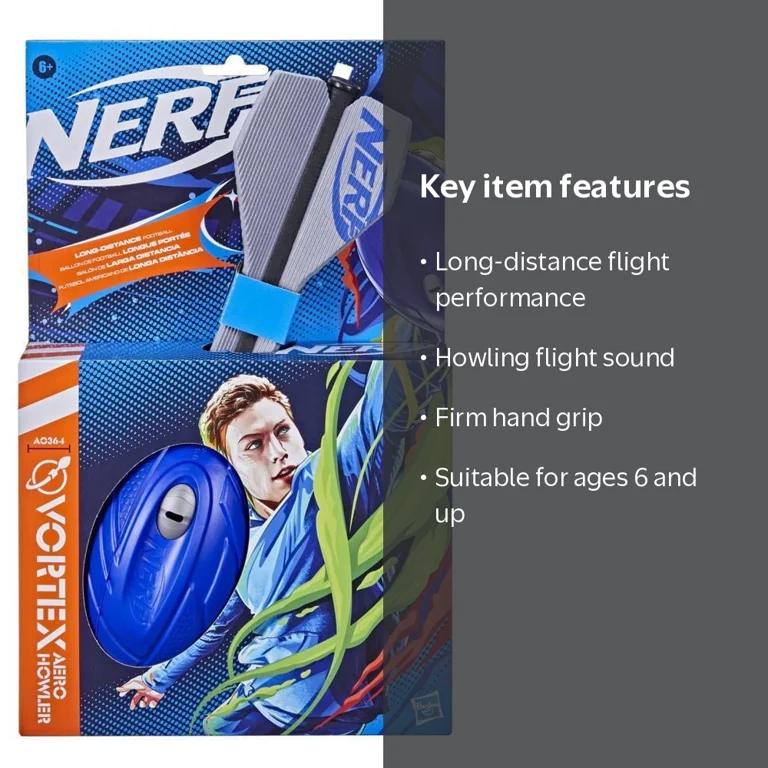 Kid's Whistling Nerf Vortex Aero Howler Foam Ball, Indoor Outdoor