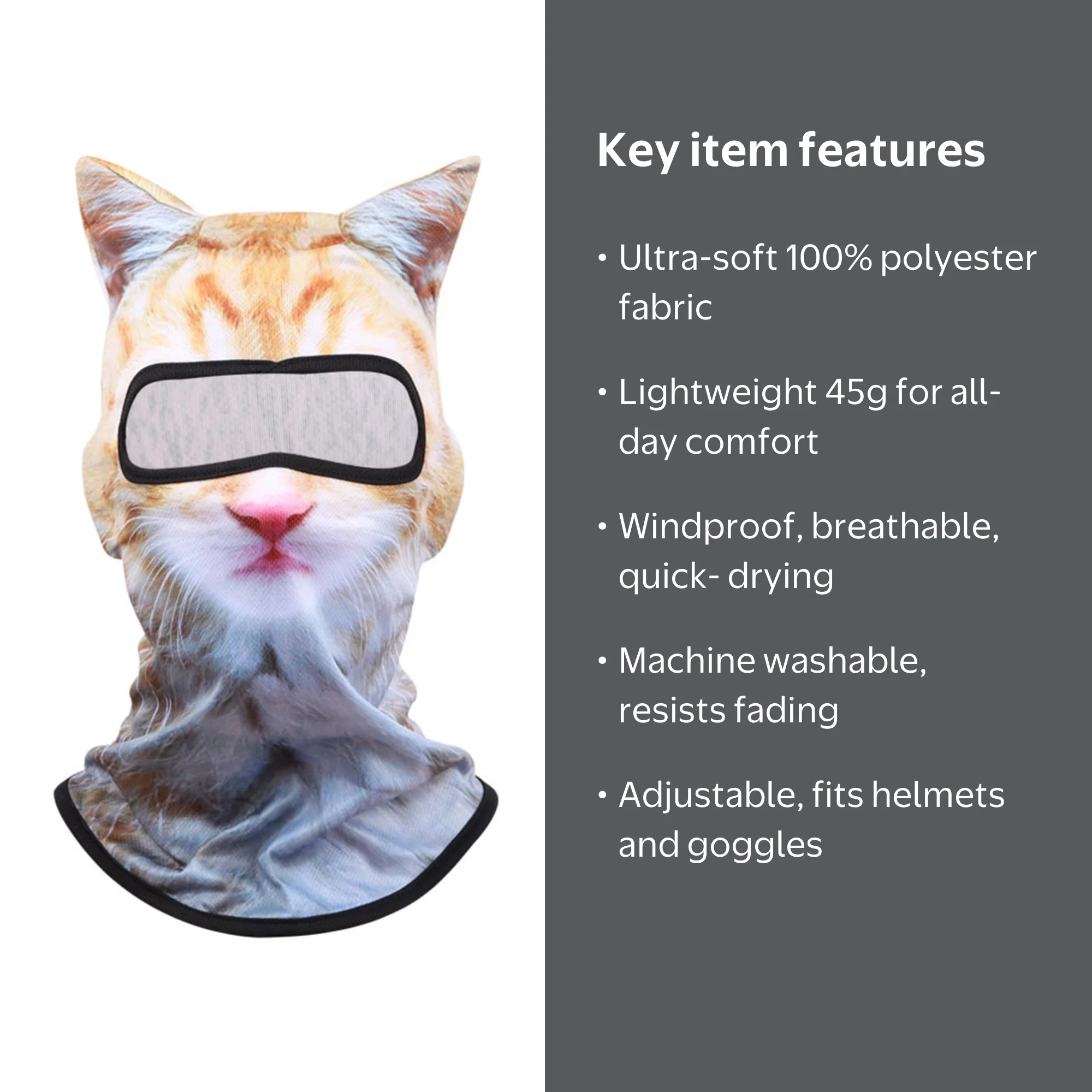 3D Cat Sheisty Balaclava Mask With Ears Animal Ski Mask For