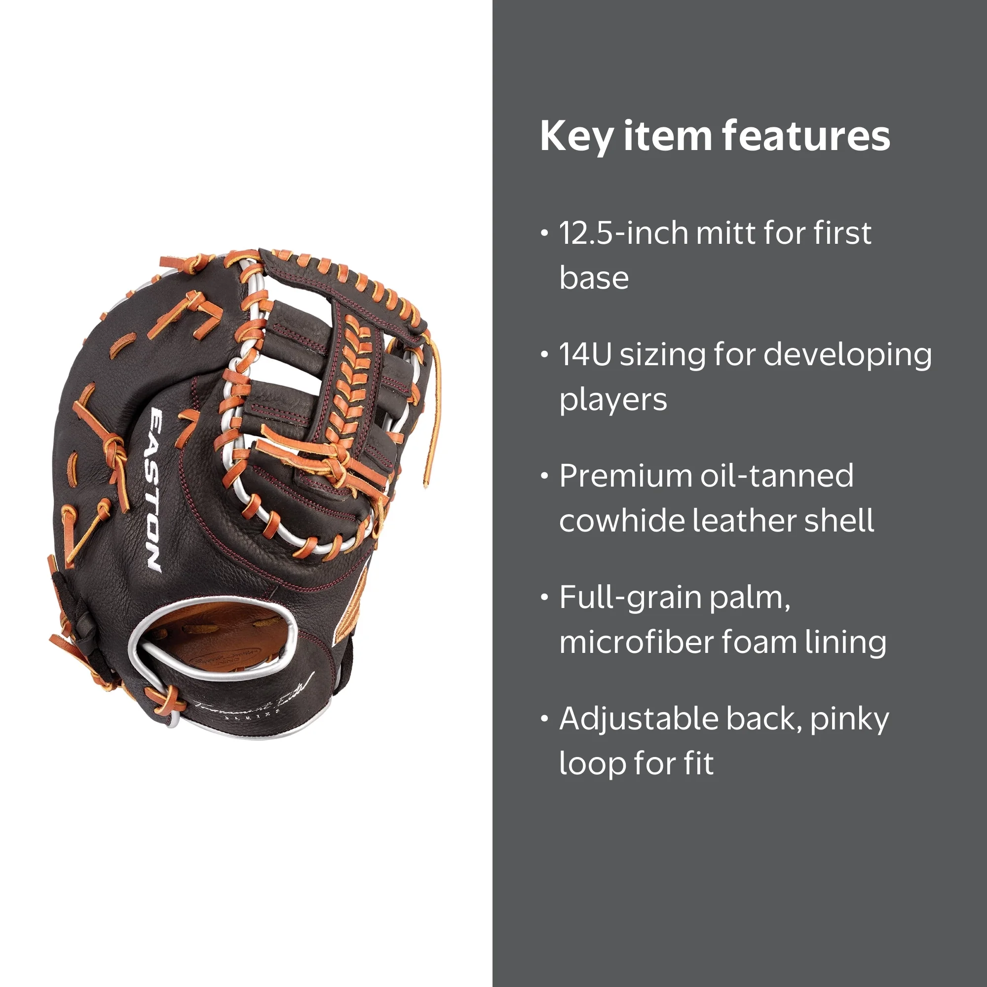 Easton Tournament Elite 12.5-inch First Base Mitt | Right Hand
