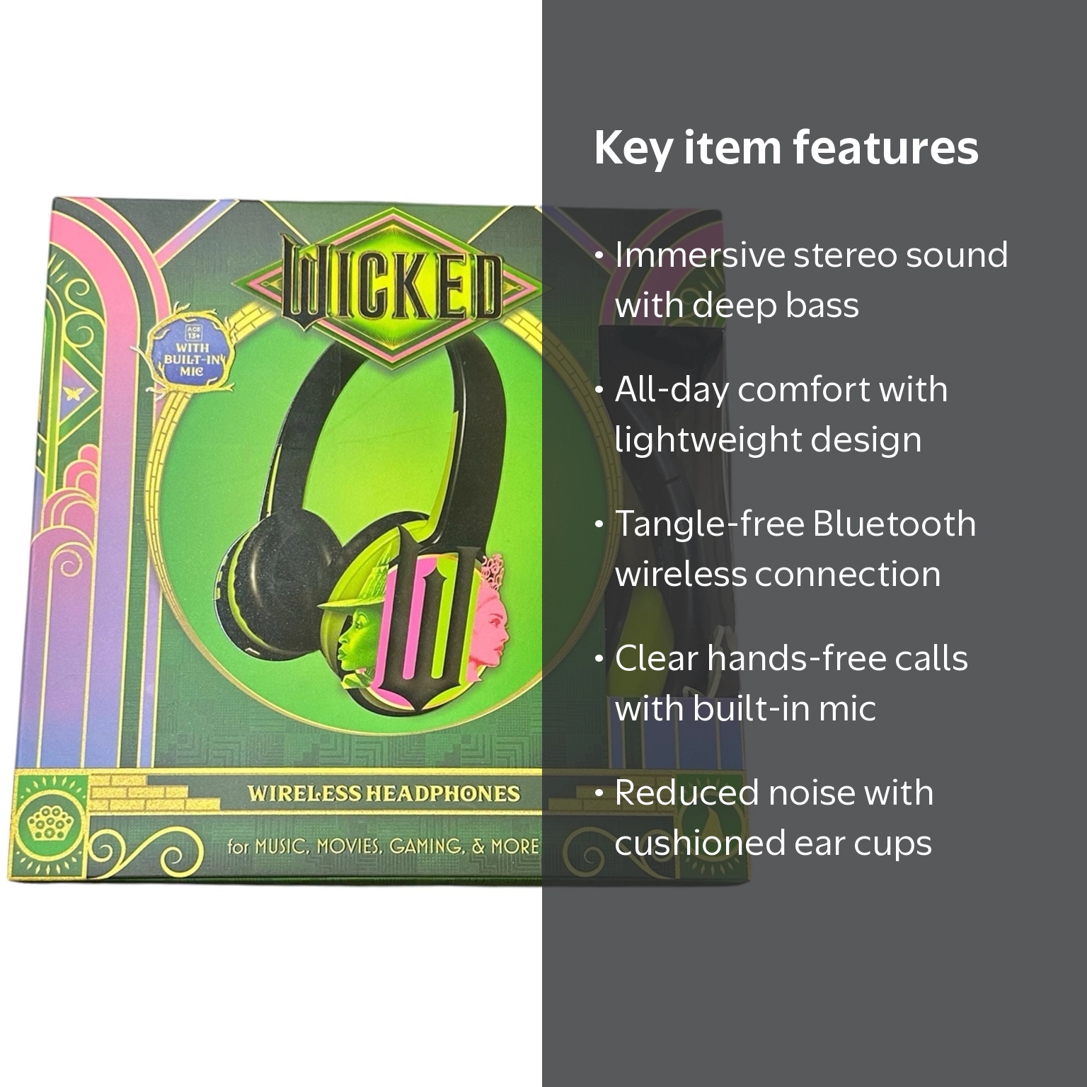 Wicked Wireless Headphones with Built-in Mic, Bluetooth Over-Ear