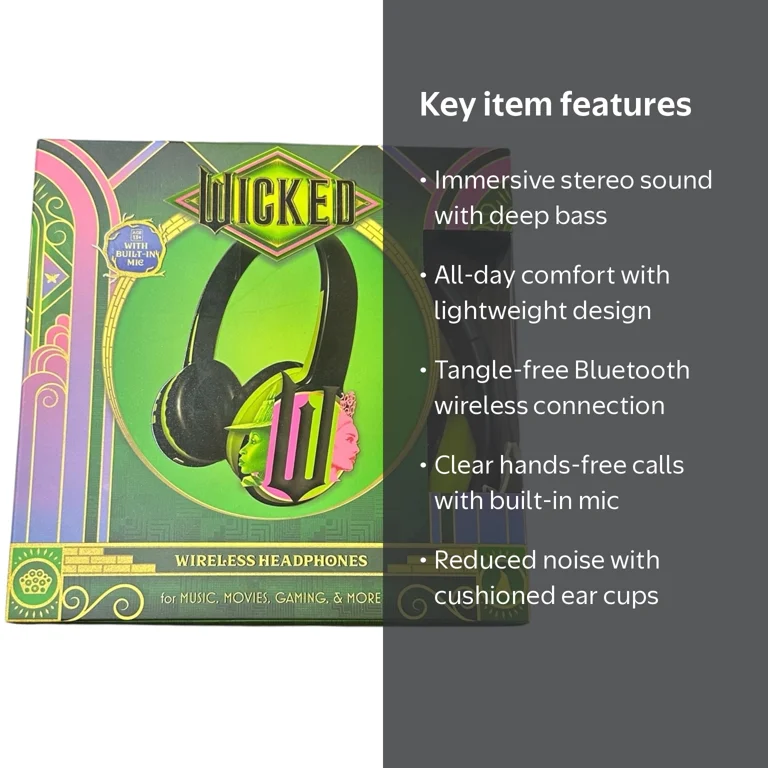Wicked Wireless Headphones with Built-in Mic, Bluetooth Over-Ear
