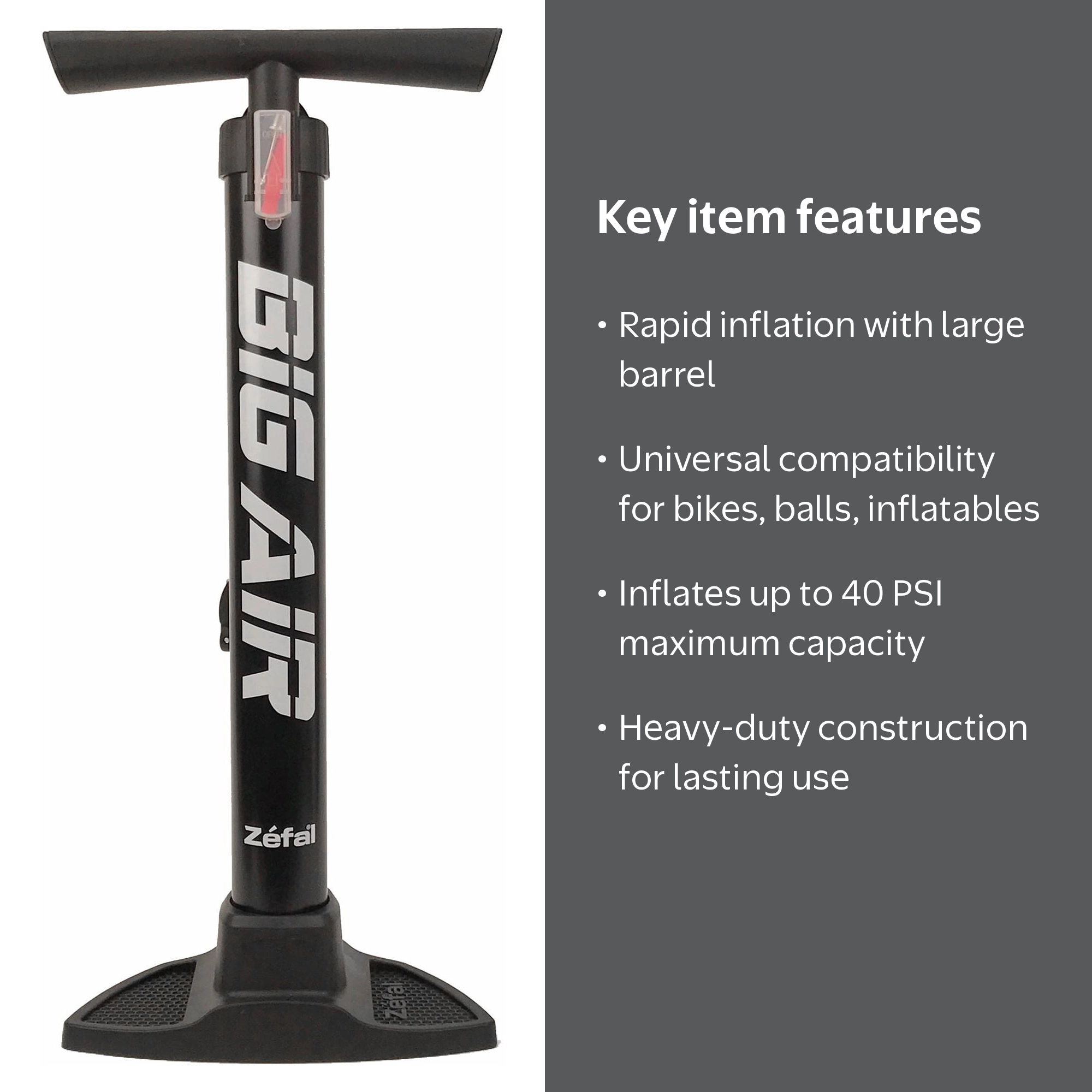 Zefal Big Air Heavy Duty Bicycle Floor Pump with Super Fast Fill