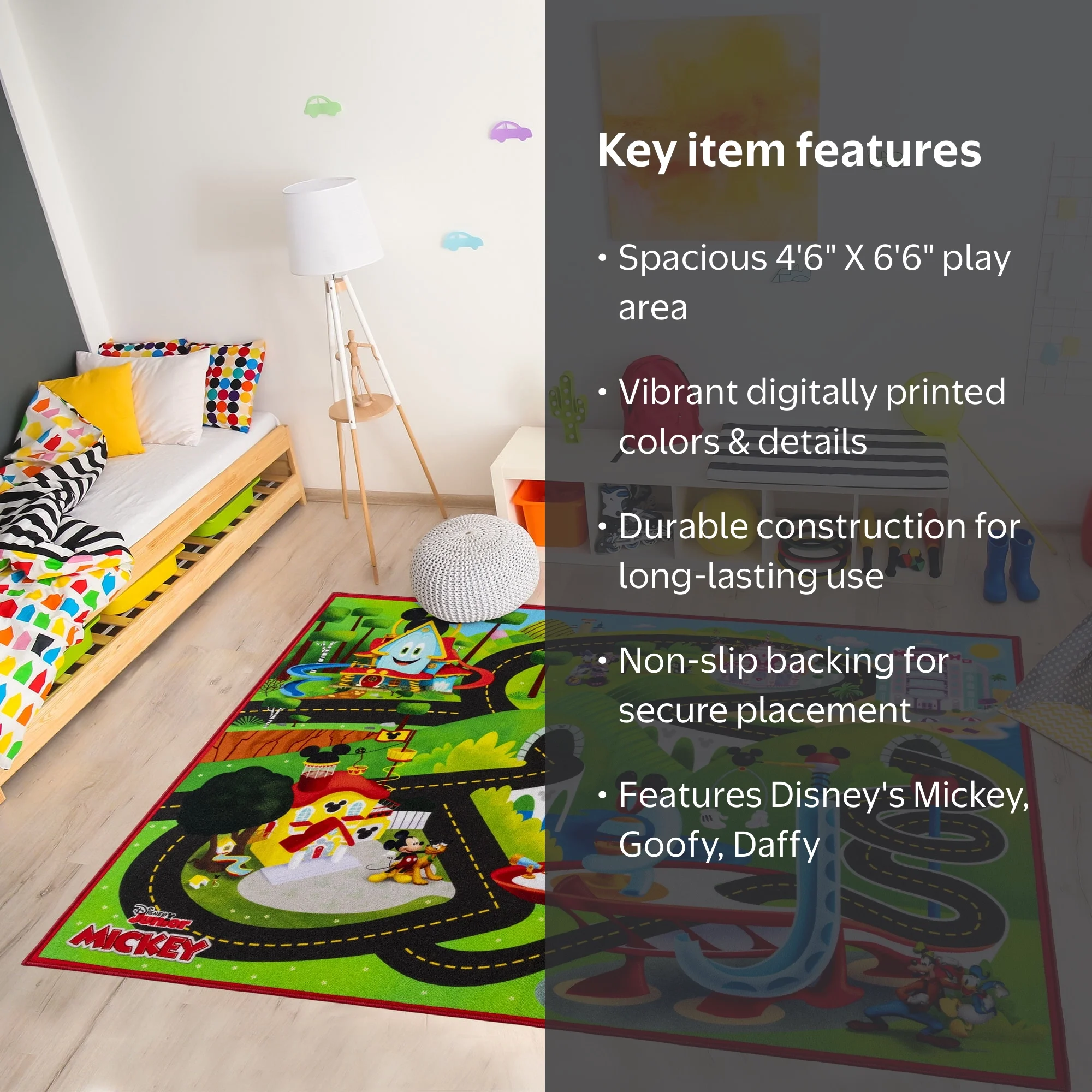 Disney Kids Mickey Mouse Road Play Digital Printed Multicolor