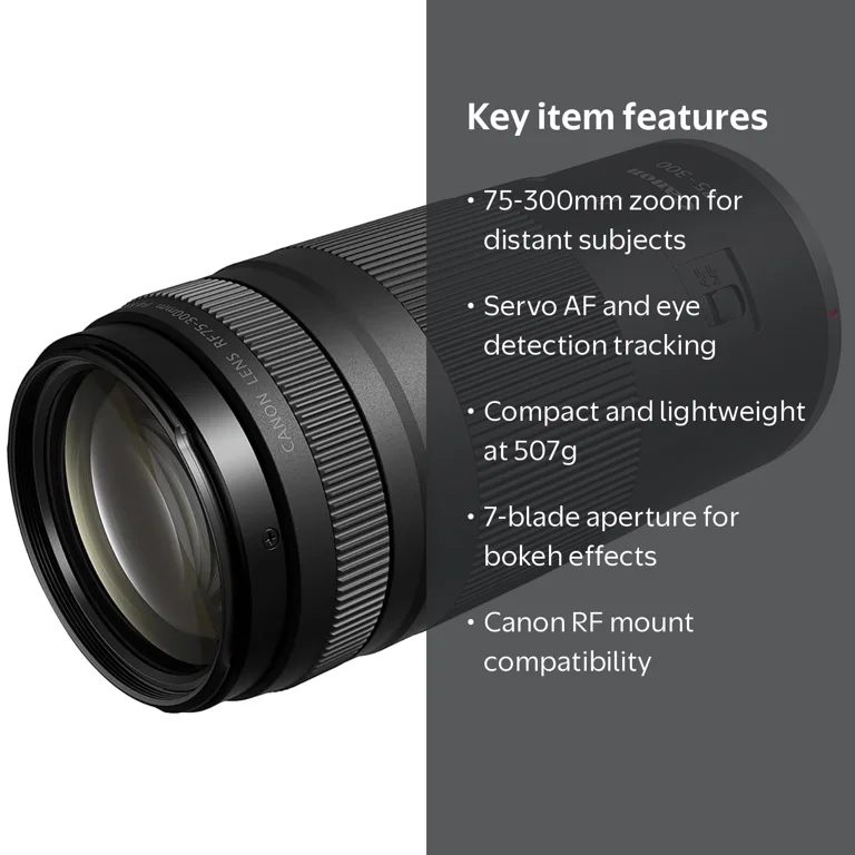 Canon, RF 75-300mm F4-5.6 Lens, Portable, Telephoto Zoom - Walmart.com