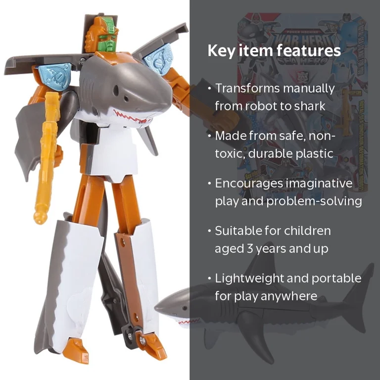 Shark Transforming Robot Toy, Great White Shark Ocean Anime Figure