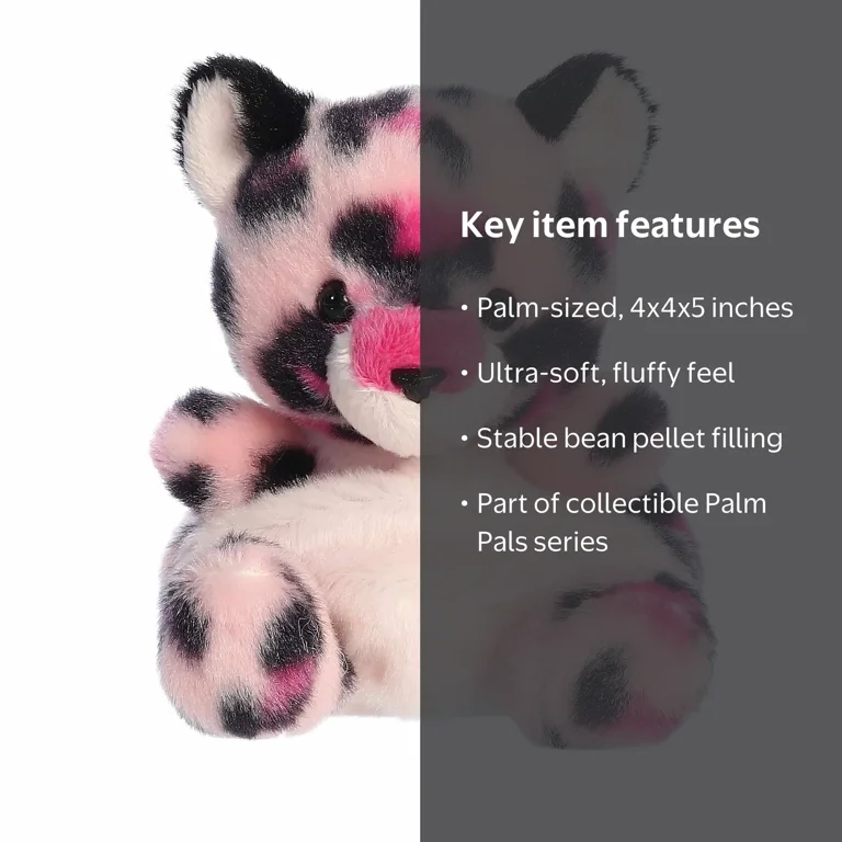 Aurora, Mini Stuffed Animal, 5'' Regina Pink Leopard, Plush Toy
