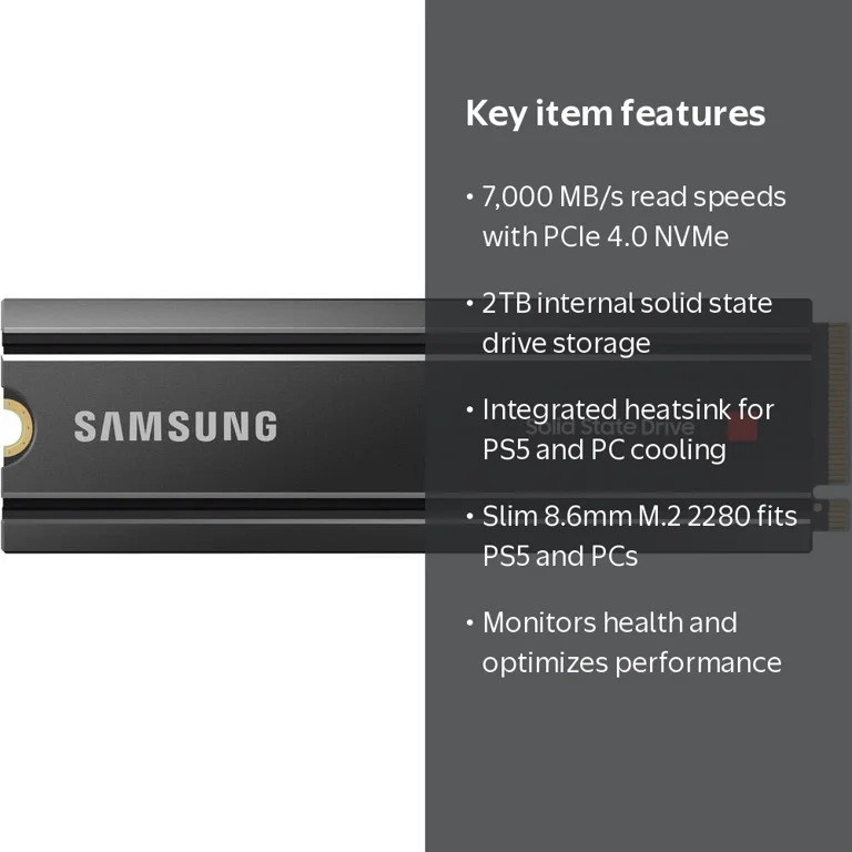 SAMSUNG 980 PRO M.2 2TB PCIe 4.0 SSD w/ Heatsink - High