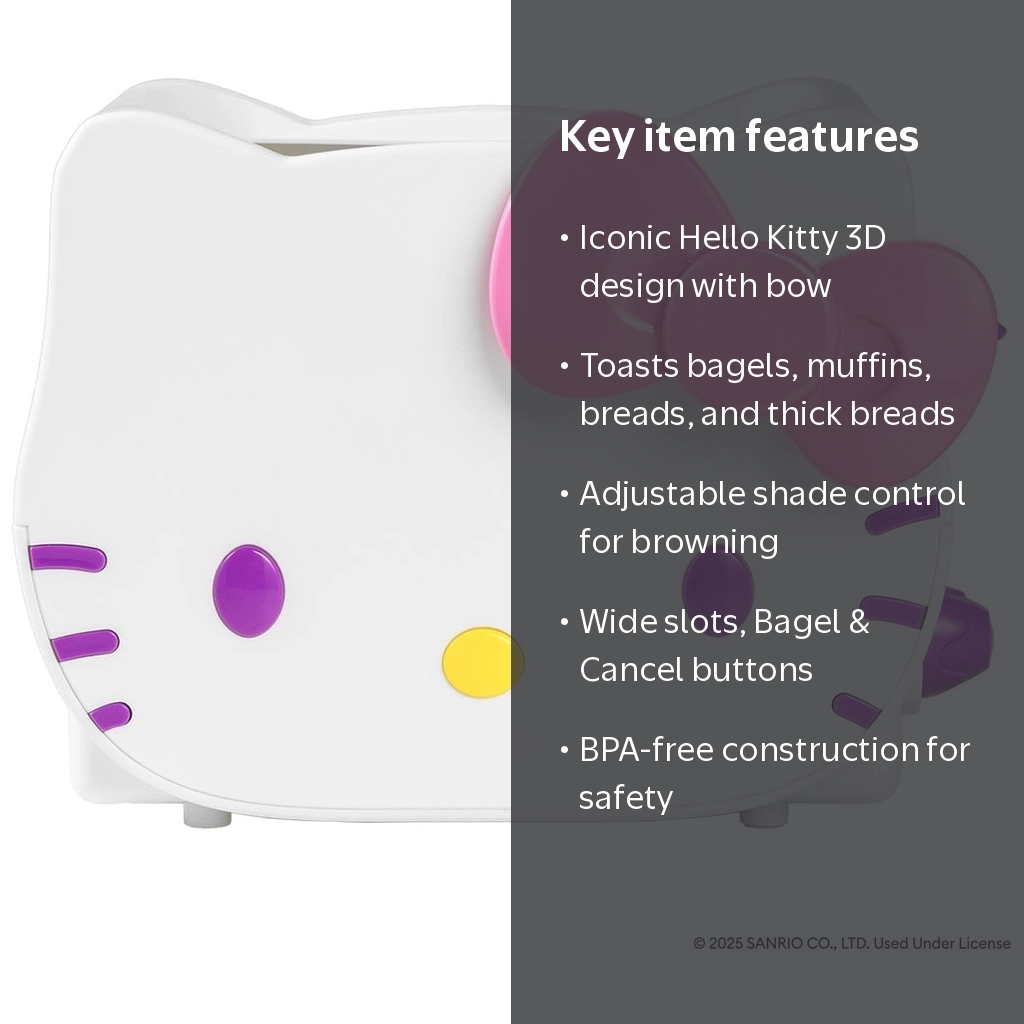 Uncanny Brands, Sanrio Hello Kitty Toaster, Multicolor, 3D design