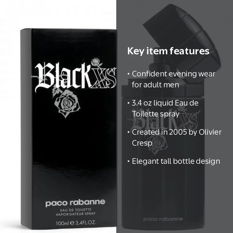 Paco Rabanne, Black XS Eau de Toilette Spray, 3.4 fl oz, Masculine