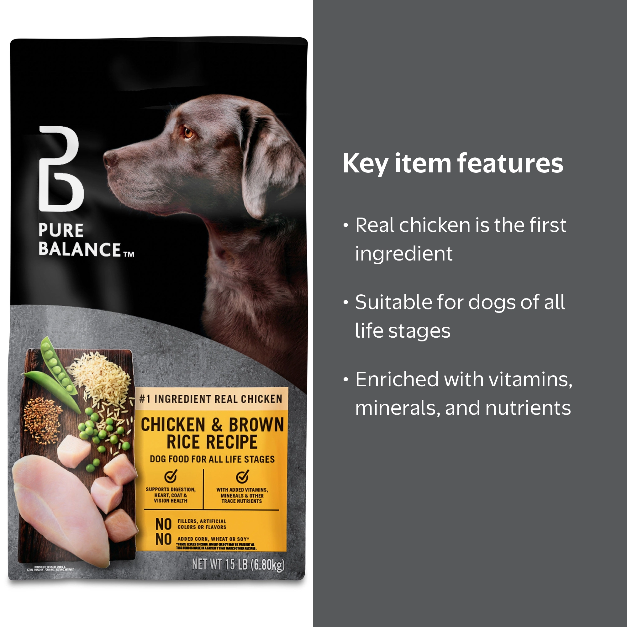 Pure Balance Dry Dog Food with Chicken Brown Rice 15 lbs with