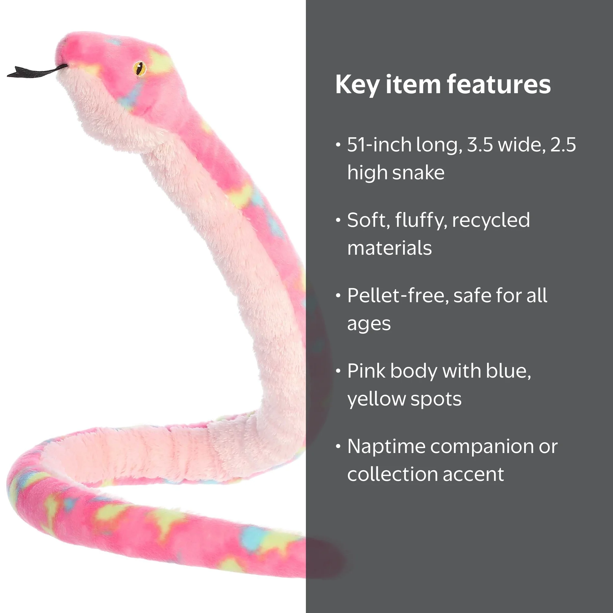 Aurora, Plush Animal, Colorful Bubblegum Snake, 51 in - Walmart.com