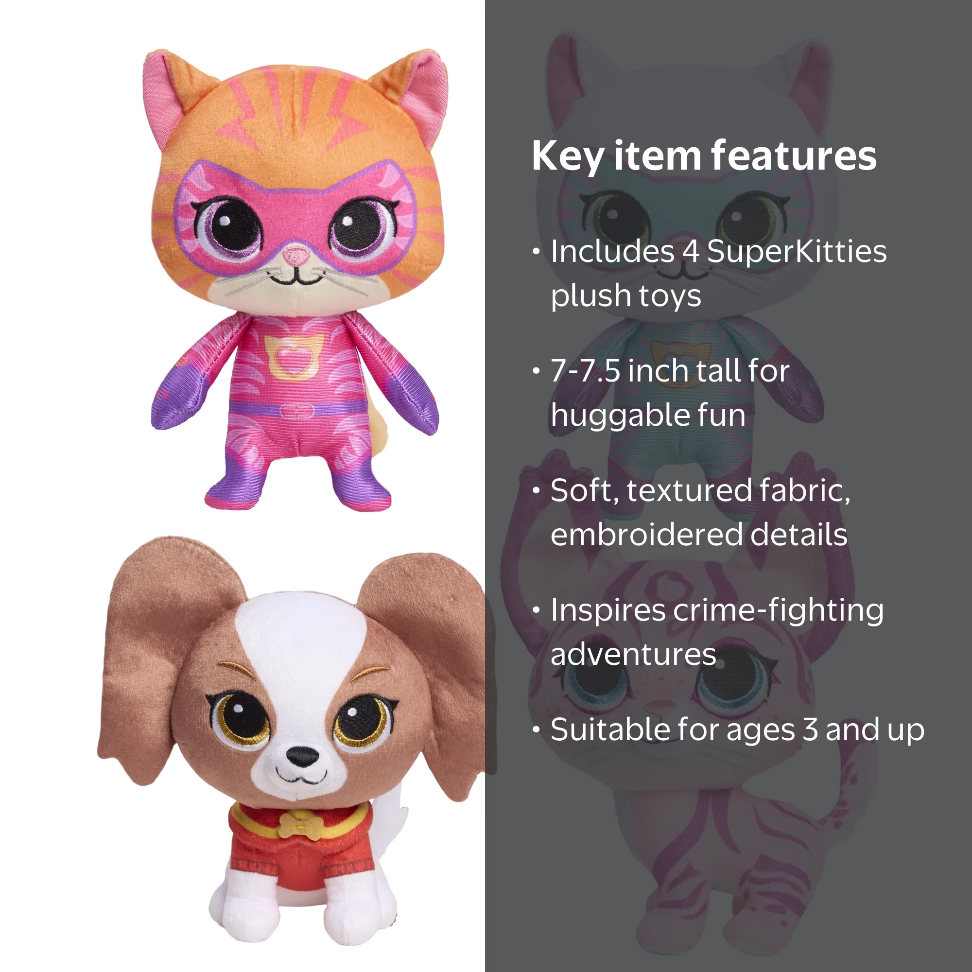 Disney Jr. SuperKitties Plush Collector Set, Toy for Fans, Girls