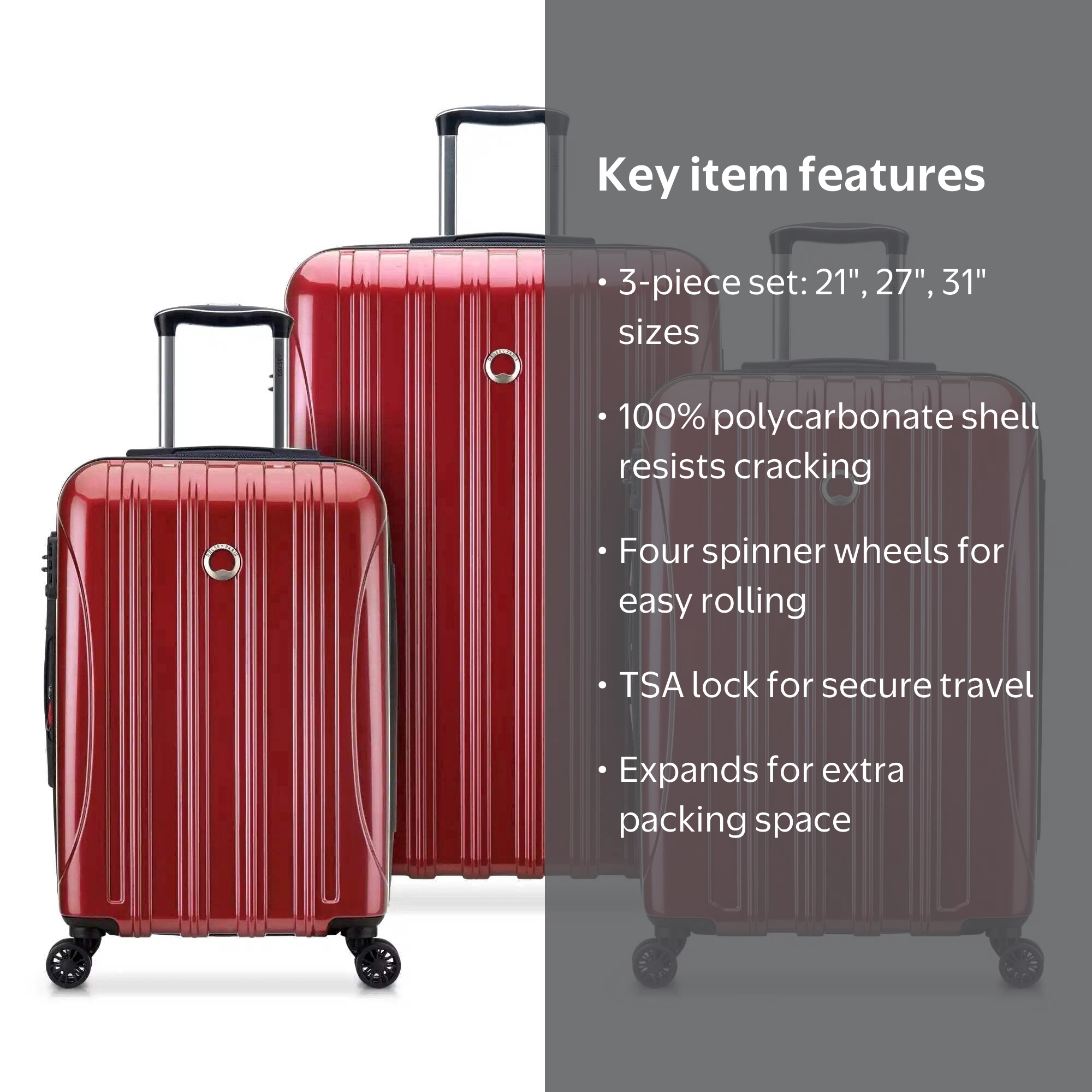 DELSEY PARIS 3-Piece Hardside Spinner Luggage Set, 19