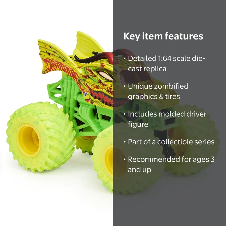 らいおん Monster Jam, Official Zombie Invasion Dragon Die-Cast Monster