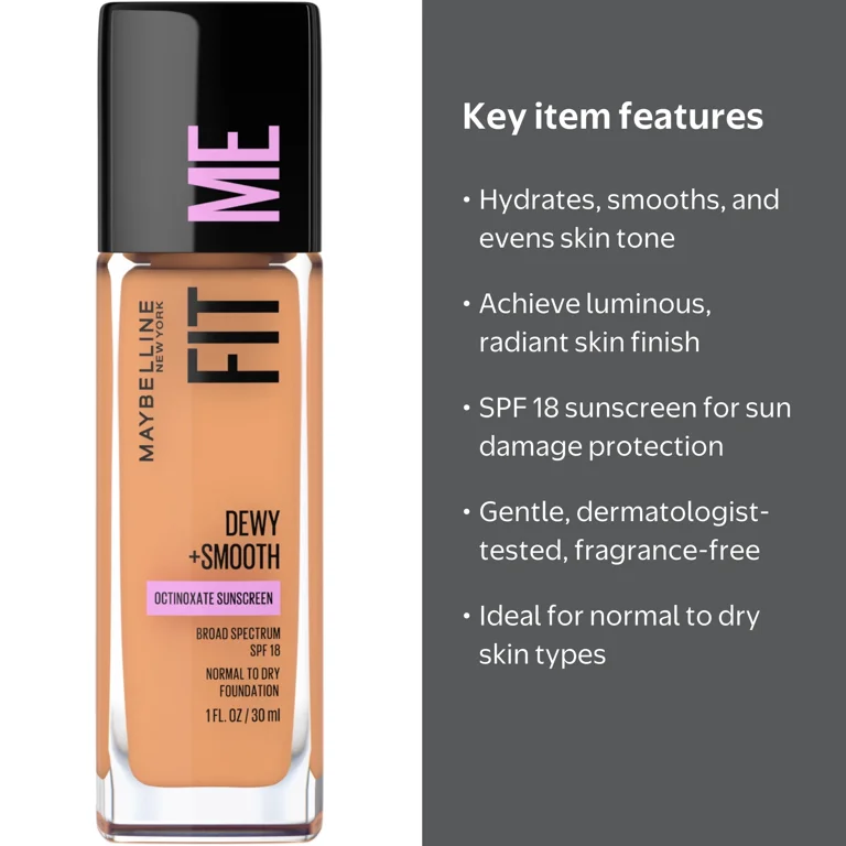 Maybelline Dewy and Smooth Liquid Foundation SPF 18, 322 Warm