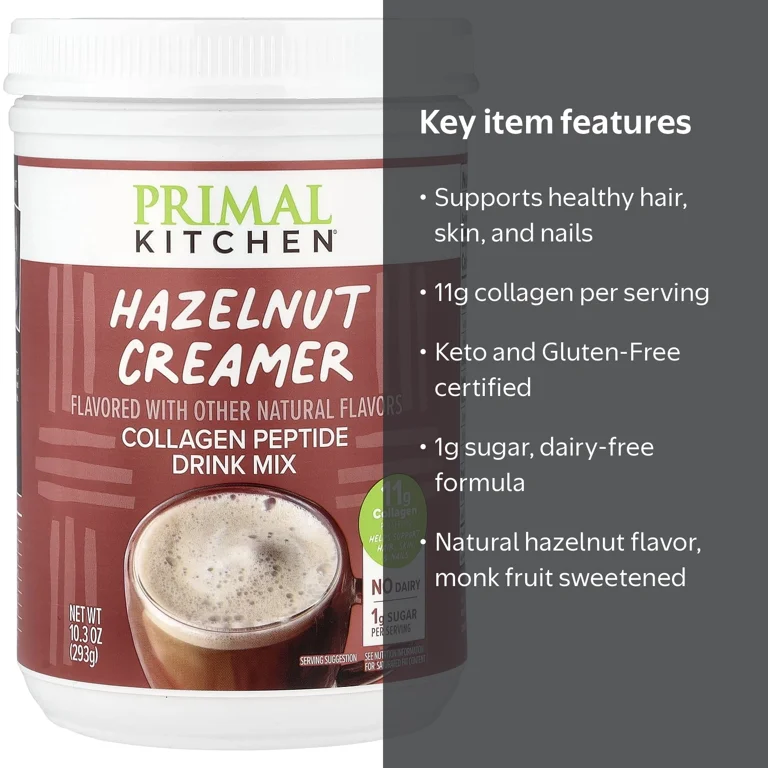 Primal Kitchen, Collagen Peptide Drink Mix, Hazelnut Creamer, 293
