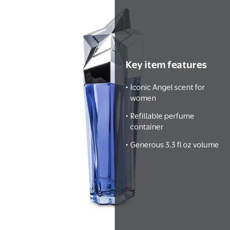 Thierry Mugler Angel Eau De Parfum, Refillable 3.3 Oz for Ladies