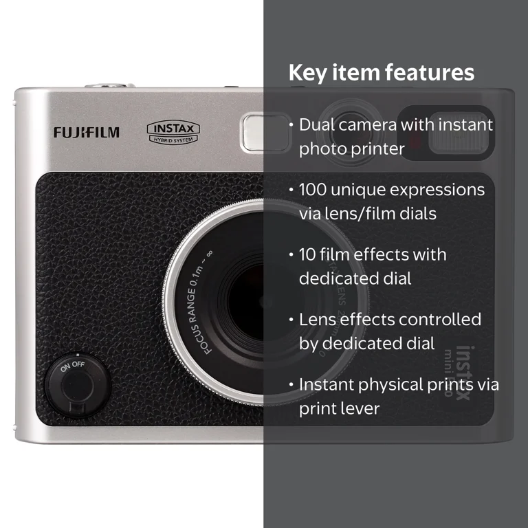 Fujifilm, Instax Mini EVO Hybrid Instant Camera, Black - Walmart.com
