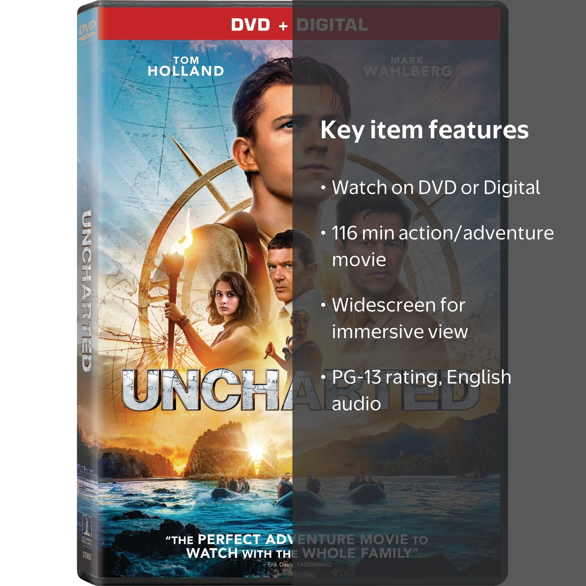 Sony, DVD + Digital, Uncharted PG-13 action adventure movie