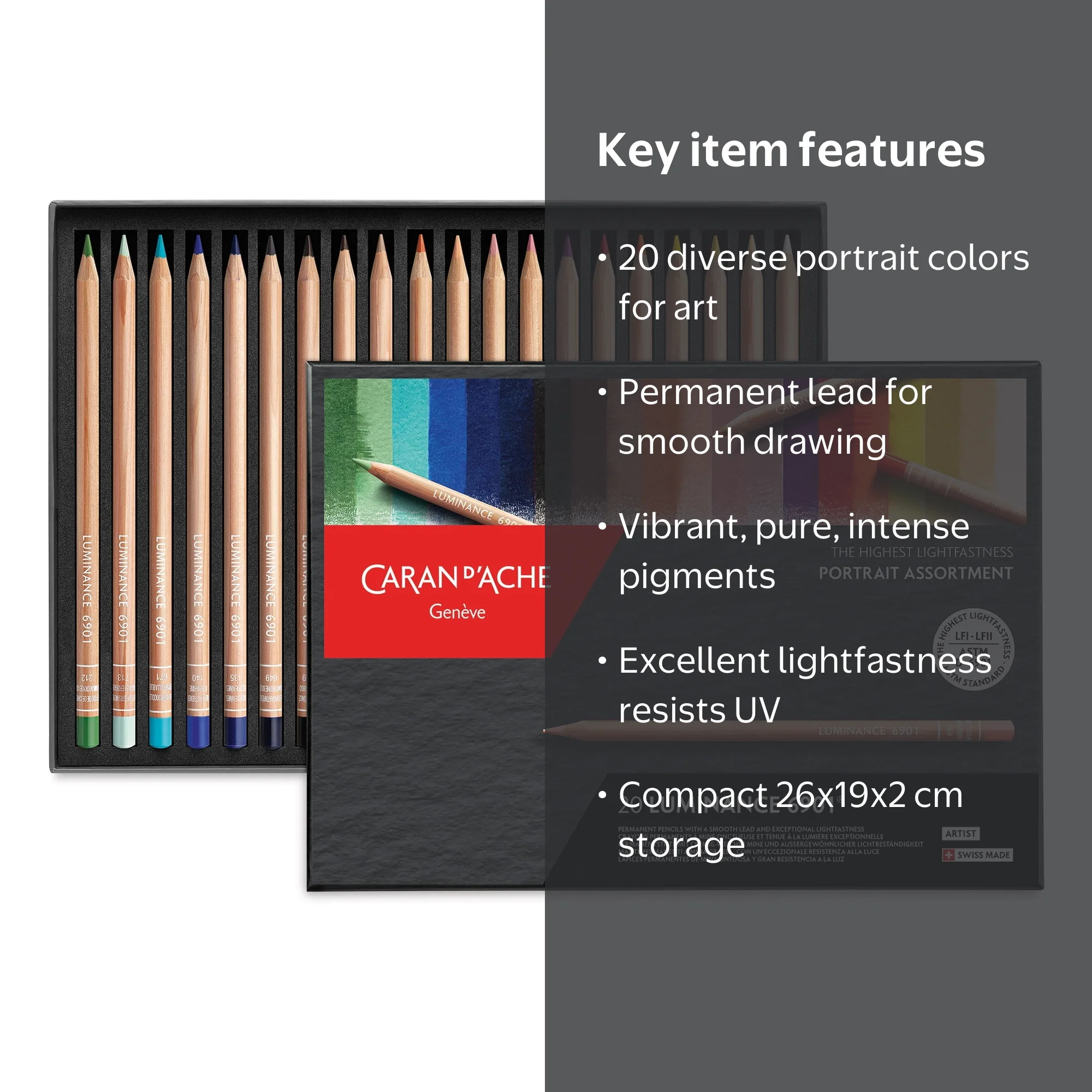 Caran d'Ache Luminance Colored Pencils - Set of 20, Portrait