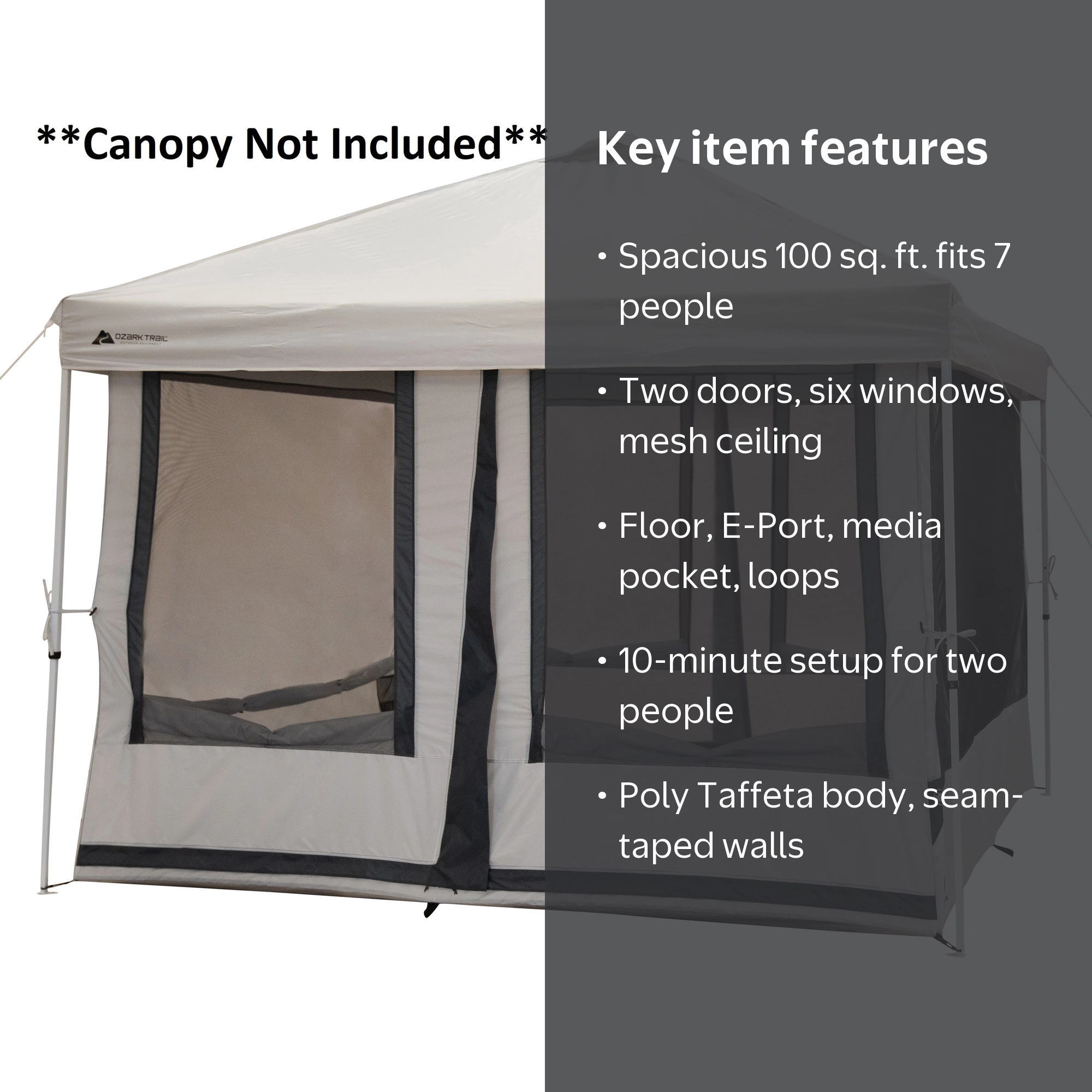 Ozark Trail 7-Person 2-in-1 Screen House Connect Tent, 2 Doors