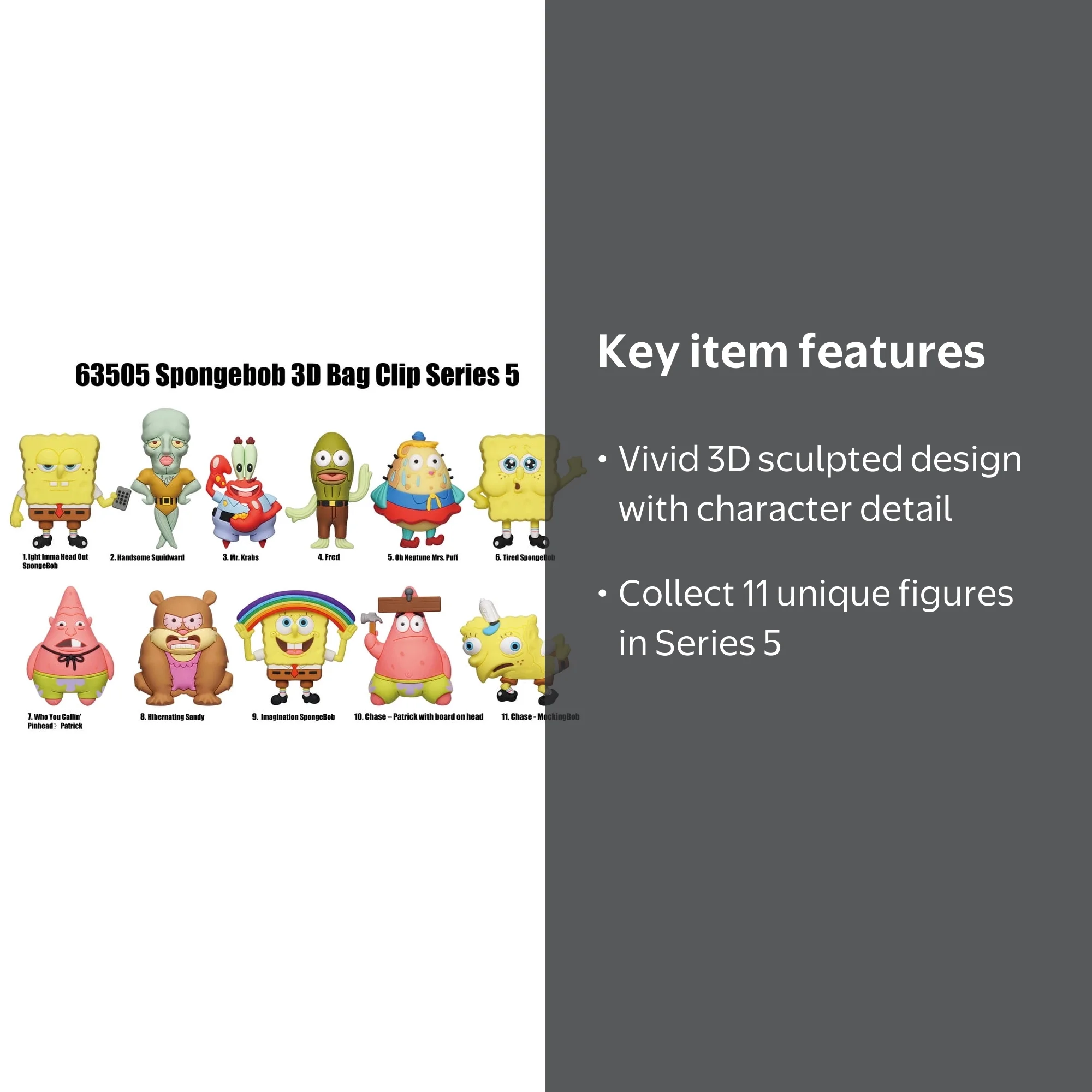 Nickelodeon 3D Foam Bagclip Series 5, SpongeBob, Patrick, Sandy