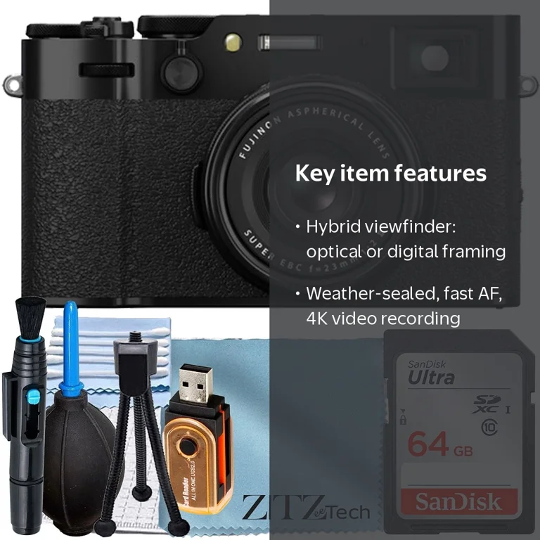 FUJIFILM X100 VI Digital Camera (Black) with 64GB Memory Card +