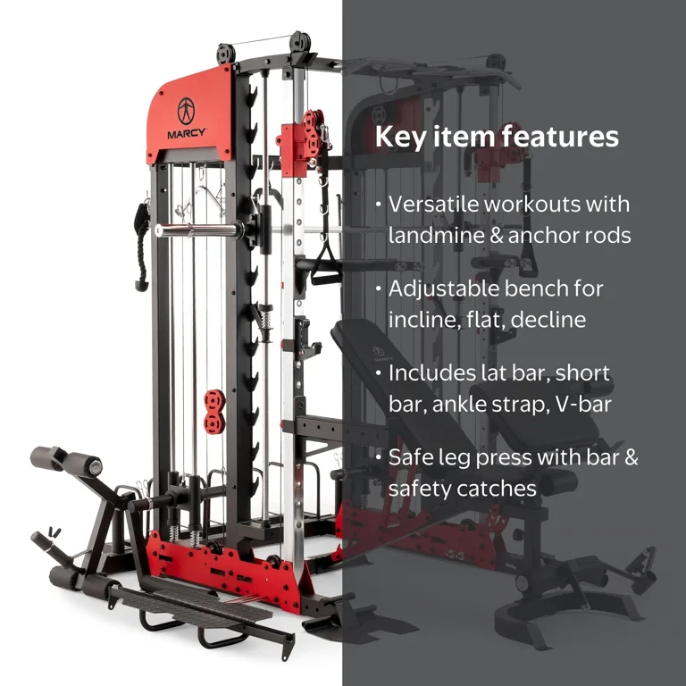 Marcy Pro Deluxe Smith Cage Home Gym System with Machine Cables