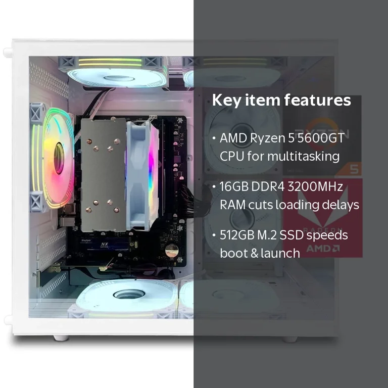 Ryzen5 5600G DDR4 32GB セット #4 [高性能自作PC] ZHIC Gaming Desktop PC, AMD Ryzen 5 5600G, 16GB RAM, 1TB SSD