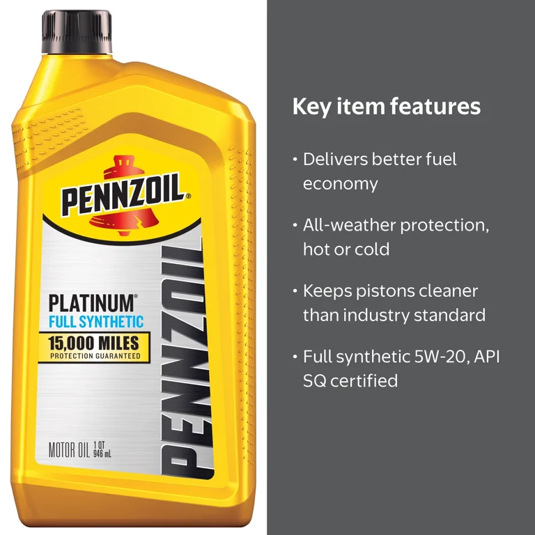 3 pack) Pennzoil Platinum Full Synthetic 5W-20 Motor Oil, 1 Quart