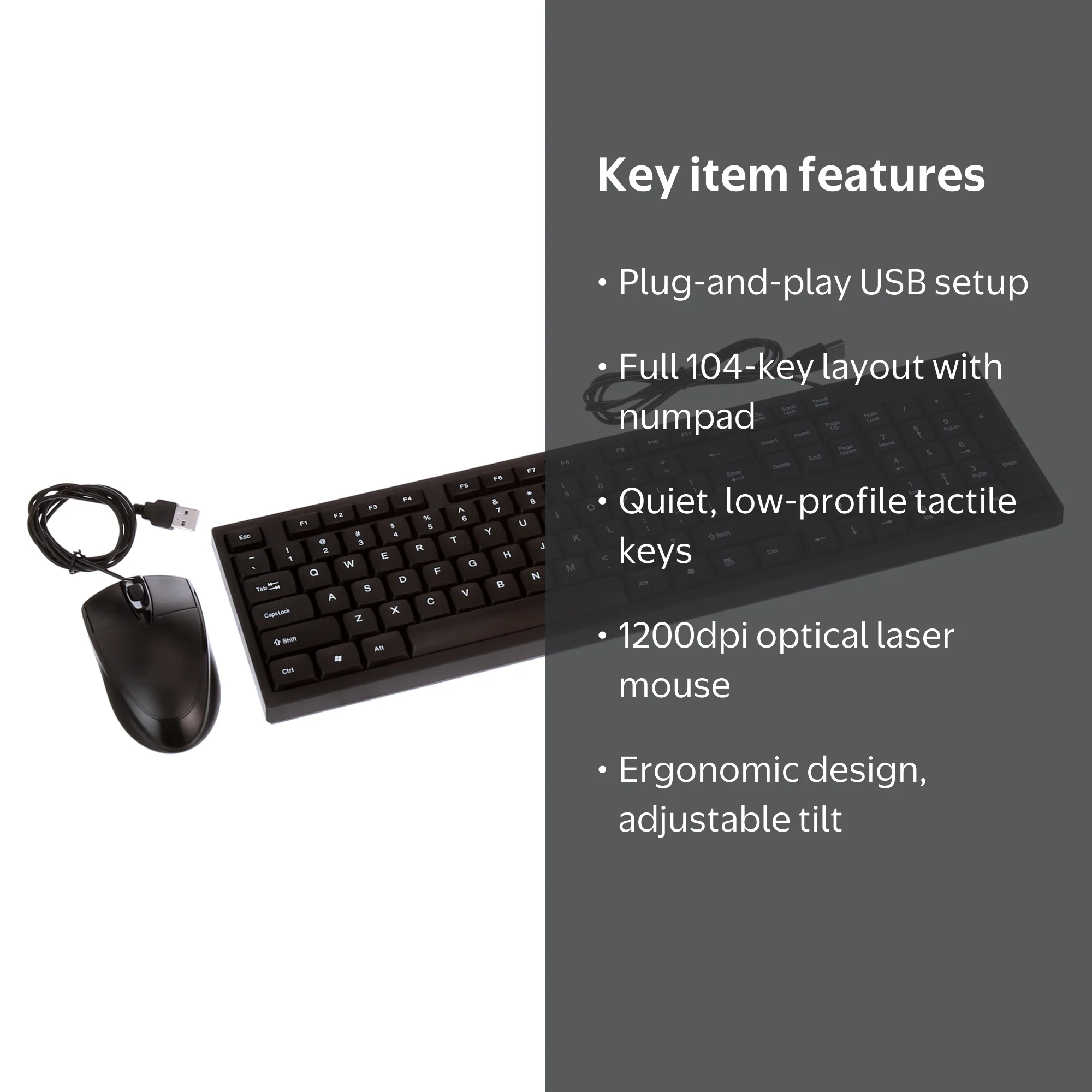 Suproot USB Wired Mouse Keyboard Set, 1200dpi Mice Mechanical