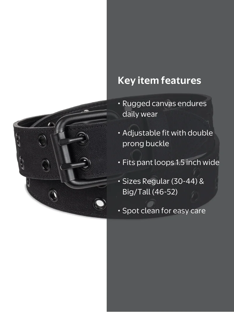 Genuine Dickies Men's Casual Black Grommet Fully Adjustable Belt