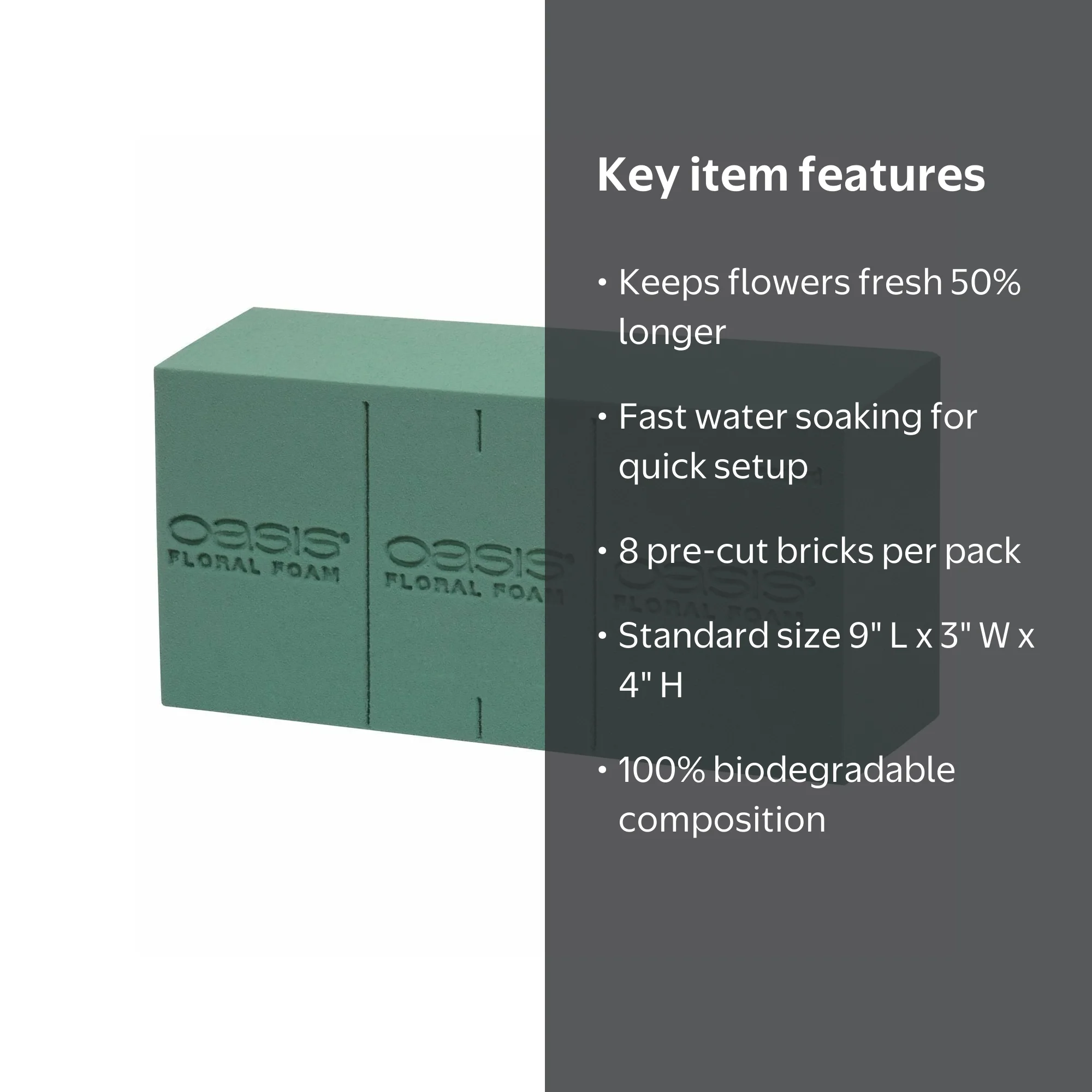 Oasis 8 Pack Standard Wet Floral Foam Brick Fresh Flower Wedding
